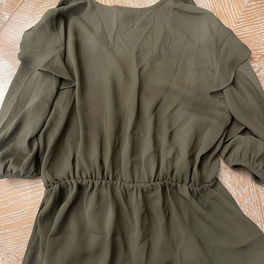 Express Olive Ruffled Wrap Blouse - Picture 3 of 3
